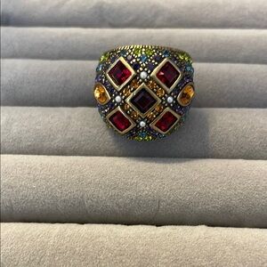 Elegant Multicolor Gemstone Ring. Swarovski crystals and bronze.